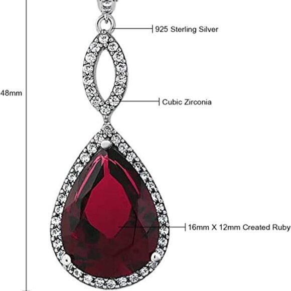 20.0ct Sterling Silver 925 Ruby Bridal Chandelier Teardrop Statement Earrings - Picture 3 of 3